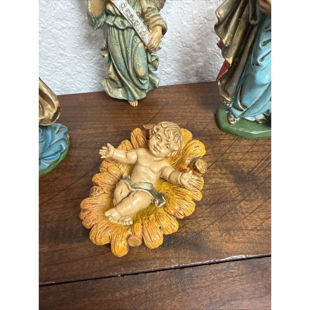 Made in Italy Nativity Set Holy Family Joseph Mary Baby Jesus 5 Pc Christmas